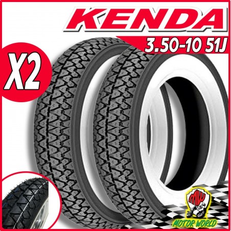 DUE gomme pneumatici Kenda K333 fascia bianca 3.50-10 51J Vespa PX 125 150