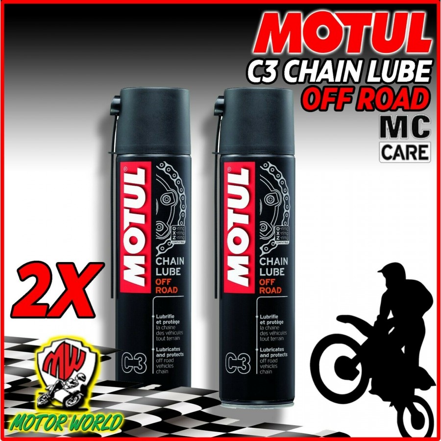 Kit Pulizia Catena Moto Motul C2 Chain Lube Road Grasso Spray + C1 Chain  Clean