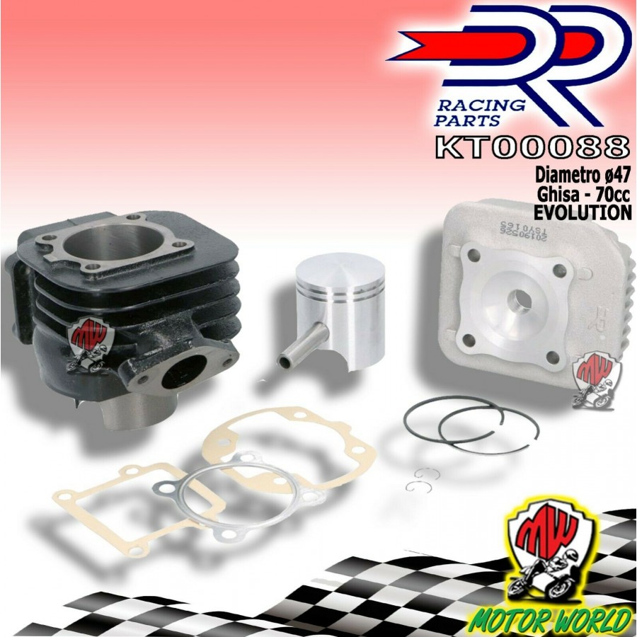 GRUPPO TERMICO 70cc CILINDRO SCOOTER ø47 RACING MBK BOOSTER 50 2T euro