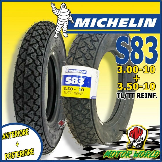KIT 2 Pneumatici 3.00-10 42J + 3.50-10 49J Michelin S83 VESPA 50 125 ET3 PRIMAV