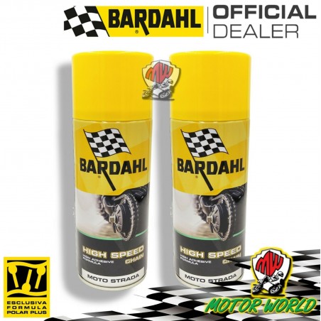 Bardahl High Speed Chain Grasso Catena Spray Moto Strada Bianco 2 X 400ml