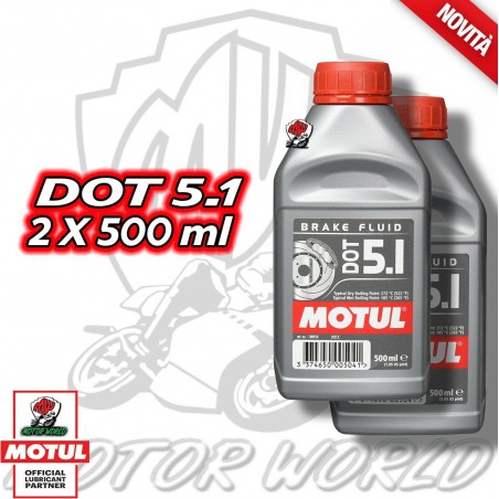 Motul DOT 5.1 Olio Liquido Freni Auto Moto 100% Sintetico Brake Fluid 2 x 500ml