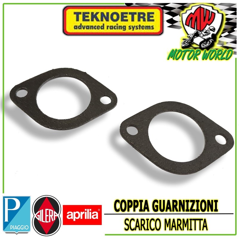 COPPIA GUARNIZIONI DI SCARICO MARMITTA MOTORI PIAGGIO SKIPPER 125 150 180 2T