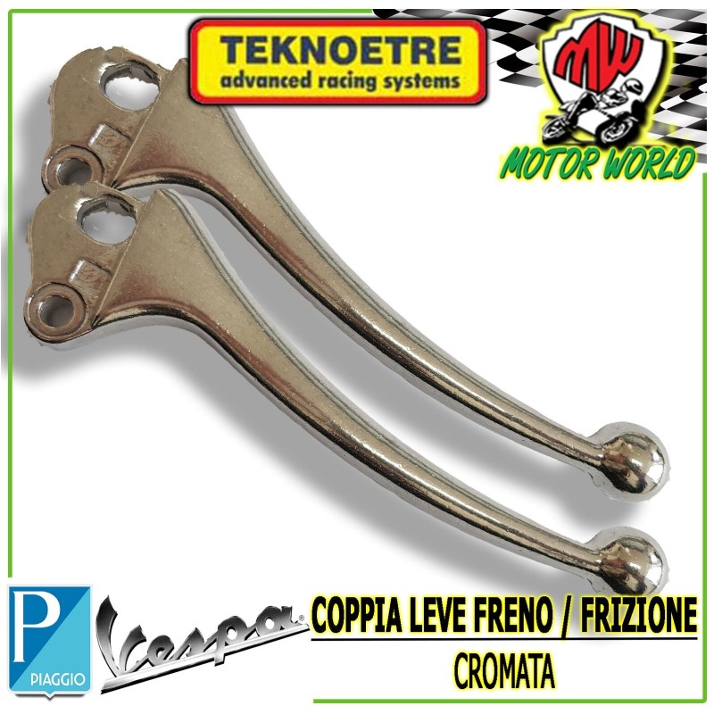 COPPIA LEVE FRENO FRIZIONE CROMATA CON PALLINO VESPA 125 PRIMAVERA 1967 - 1983