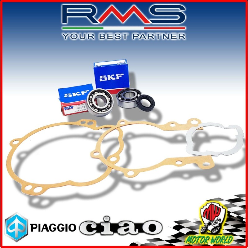 KIT REVISIONE ALBERO MOTORE Cuscinetti Paraoli Guarnizioni per Piaggio Ciao 50
