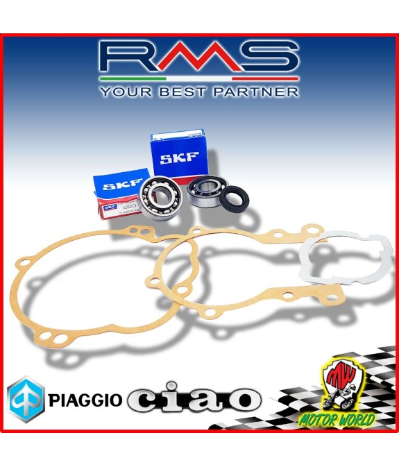 KIT REVISIONE MOTORE PIAGGIO CIAO SI 50 CUSCINETTI SKF C3 GUARNIZIONI PARAOLIO