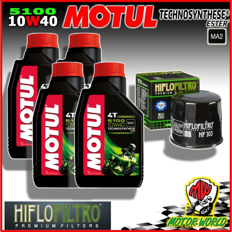 KIT TAGLIANDO MOTUL 5100 10W40 + FILTRO HIFLO YAMAHA Midnight Stars 1900 2009