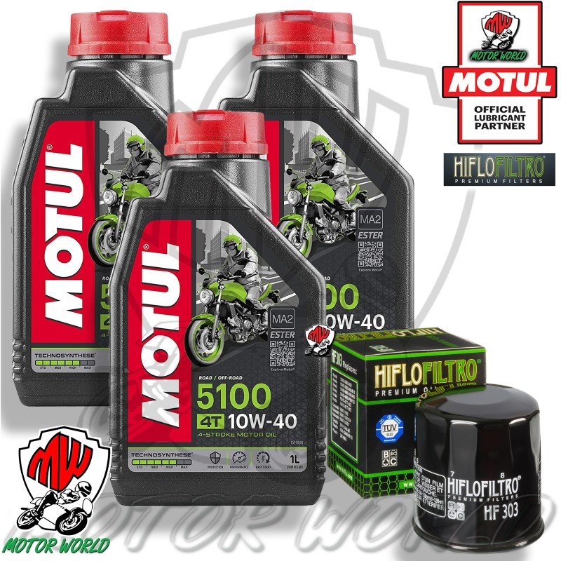 KIT TAGLIANDO 3 LT 5100 10W40 + FILTRO HIFLO HF303 Yamaha YZF- R6 600 2009 2010