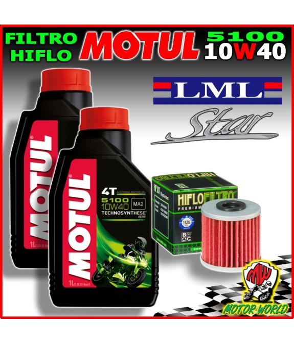 KIT TAGLIANDO OLIO MOTUL 5000 10W40 FILTRO LML STAR 200 4T 2014 2015
