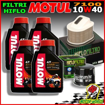 KIT TAGLIANDO OLIO MOTUL 7100 10W40 + FILTRI HF204 KAWASAKI Z1000 2005 2006