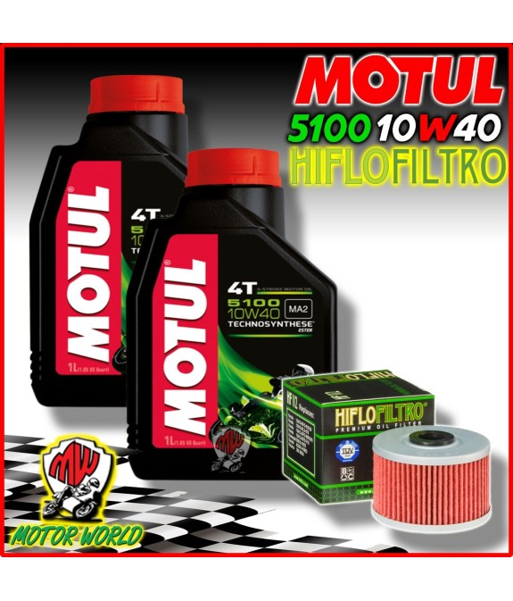 KIT TAGLIANDO 2L OLIO MOTUL 5100 10W40 + FILTRO olio Suzuki DR-Z110 2003 2004