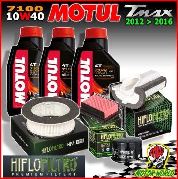 KIT TAGLIANDO 3 LT MOTUL 7100 10W40 + 3 FILTRI ARIA 1 OLIO YAMAHA T-MAX 530 2016