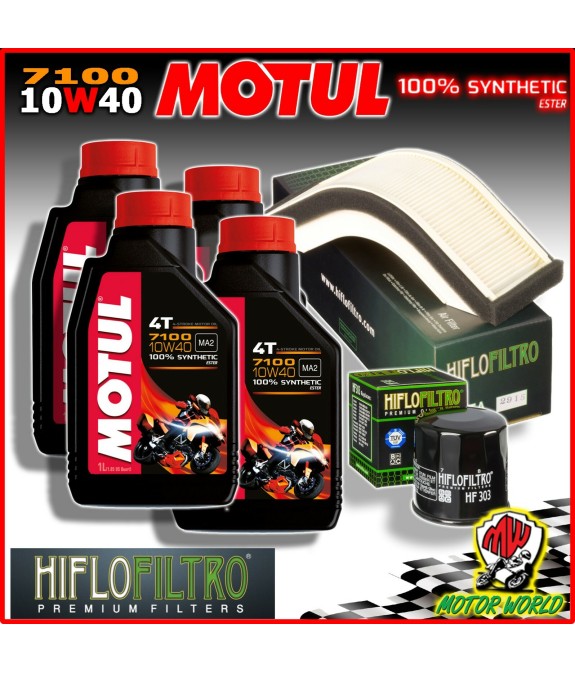KIT TAGLIANDO OLIO MOTUL 7100 10W40 + FILTRI KAWASAKI ZX-10R 1000 Ninja 2007
