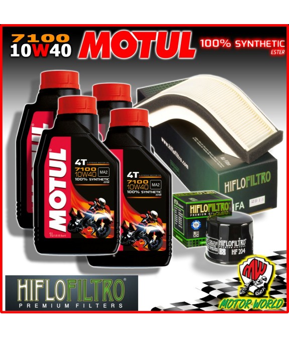 KIT TAGLIANDO OLIO MOTUL 7100 10W40 + FILTRI KAWASAKI ZX-10R 1000 Ninja 2005