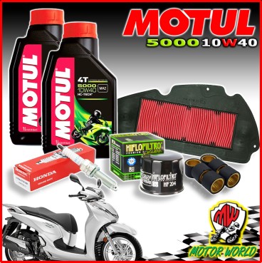 KIT TAGLIANDO OLIO MOTUL + FILTRI ARIA OLIO + RULLI + CANDELA HONDA SH 300 2019