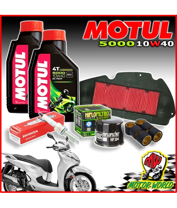 KIT TAGLIANDO OLIO MOTUL + FILTRI ARIA OLIO + RULLI + CANDELA HONDA SH 300 2019