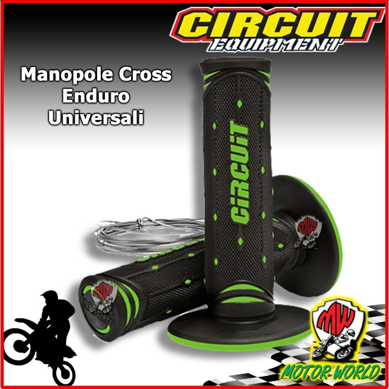 COPPIA MANOPOLE MOTO CROSS ENDURO JUPITER CIRCUIT MOTO VERDE NERO BICOMPONENTE