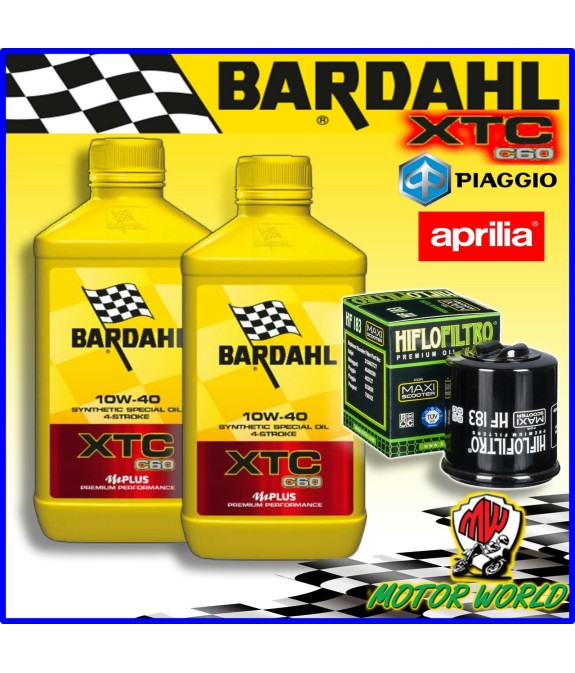 KIT TAGLIANDO 2LT BARDAHL XTC 10W40 + FILTRO Piaggio 300 X7 Evo i.e. 2009 2010