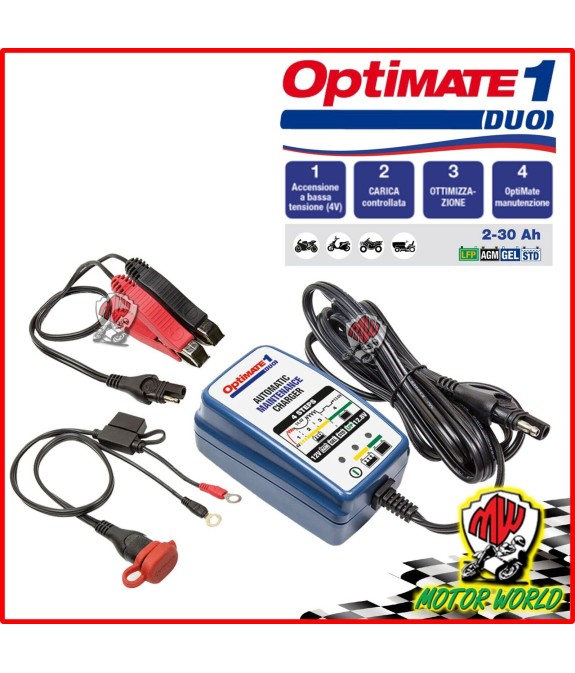 CARICABATTERIE MANTENITORE AUTOMATICO 12V 0.6A OPTIMATE 1 DUO PER MOTO BENELLI