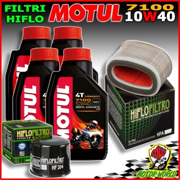 KIT TAGLIANDO OLIO MOTUL 7100 10W40 + FILTRI HIFLO HONDA VT 750 Shadow 2018
