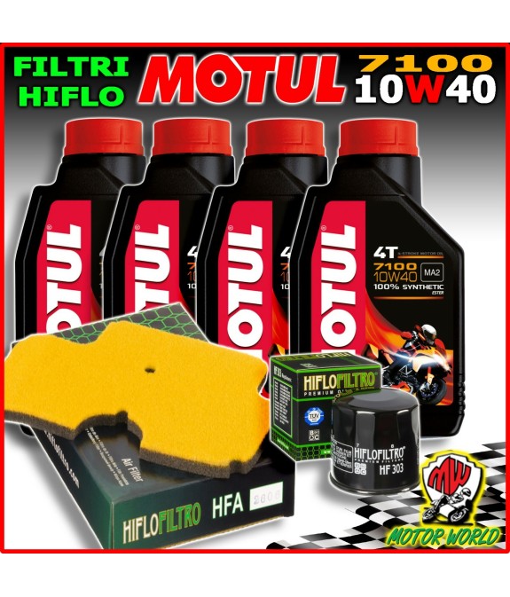 KIT TAGLIANDO OLIO MOTUL 7100 10W40 + FILTRI HIFLO KAWASAKI KLE Versys 650 08-14