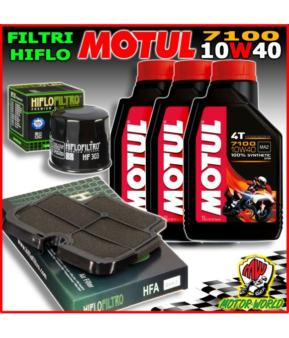 KIT TAGLIANDO OLIO MOTUL 7100 10W40 + FILTRI HIFLO KAWASAKI NINJA 650R 2011 2012