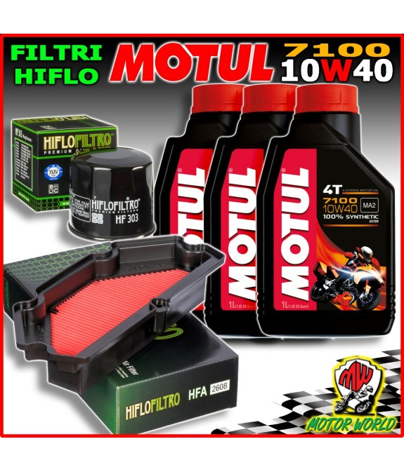 KIT TAGLIANDO OLIO MOTUL 7100 10W40 + FILTRI HIFLO KAWASAKI Ninja 650R 2015 2016