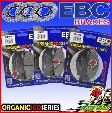 KIT PASTIGLIE FRENO EBC ANTERIORI + POSTERIORI YAMAHA YP MAJESTY 400 2010 2011