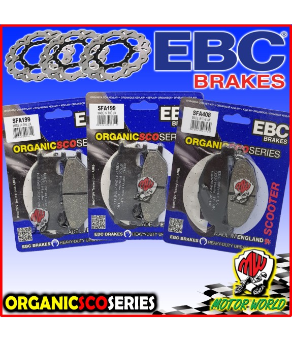 KIT PASTIGLIE FRENO EBC ANTERIORI + POSTERIORI YAMAHA YP MAJESTY 400 2010 2011