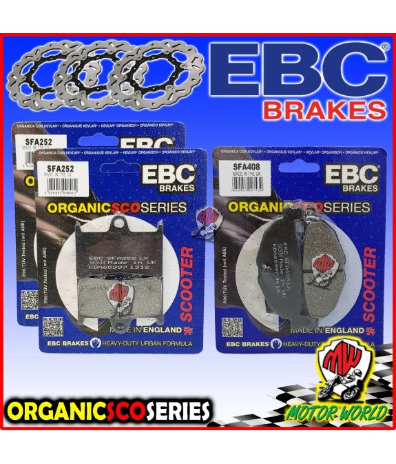KIT PASTIGLIE FRENO EBC ANTERIORI + POSTERIORI YAMAHA T-MAX 500 dal 2008 al 2011