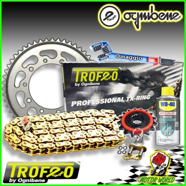 KIT TRASMISSIONE CATENA TROFEO CORONA PIGNONE KAWASAKI GPZ 550 UNITRACK 1990