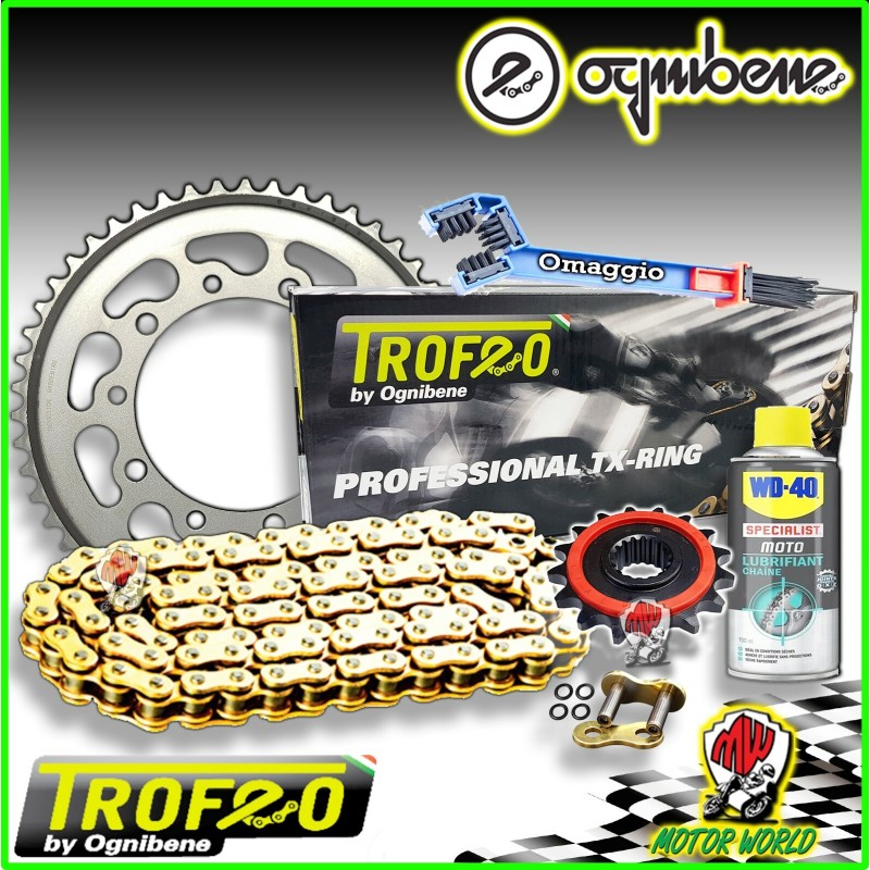 KIT TRASMISSIONE CATENA TROFEO CORONA PIGNONE KAWASAKI GPZ 550 UNITRACK 1990