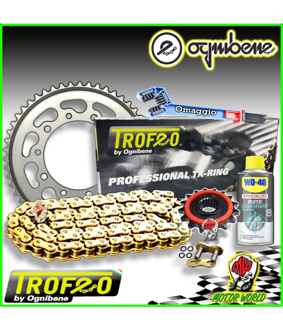 KIT TRASMISSIONE CATENA TROFEO CORONA PIGNONE KAWASAKI GPZ 550 UNITRACK 1990