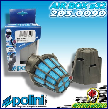 203.0090 FILTRO ARIA A FUNGO BLUE AIR BOX POLINI INC. 30° CARBURATORI 15 17.5 19