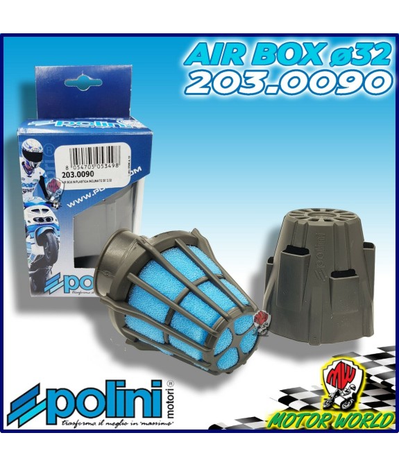 203.0090 FILTRO ARIA A FUNGO BLUE AIR BOX POLINI INC. 30° CARBURATORI 15 17.5 19