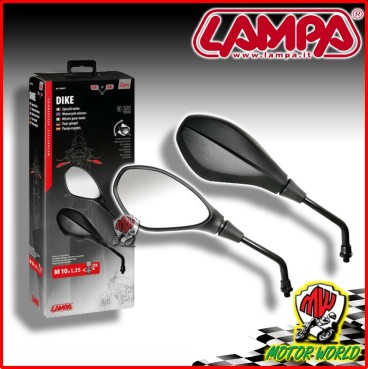 Coppia Specchi Retrovisori Omologati Moto Scooter Lampa Dike M10x1,25 90347