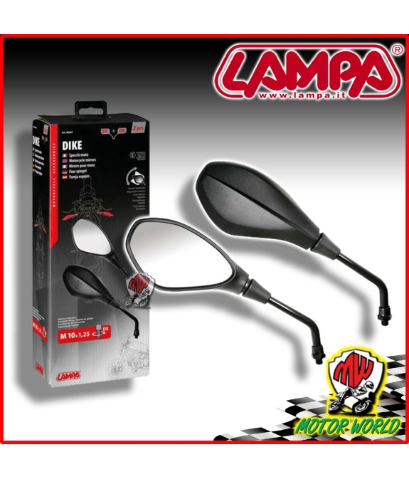 Coppia Specchi Retrovisori Omologati Moto Scooter Lampa Dike M10x1,25 90347