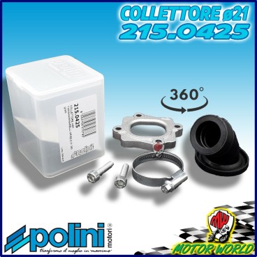 215.0425 COLLETTORE ASPIRAZIONE POLINI D.21 360 GRADI YAMAHA JOG JOG Z NEO S 50