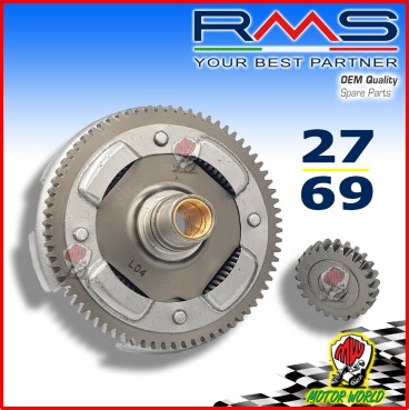 CAMPANA FRIZIONE RMS 27 69 DENTI DRITTI VESPA 50 SPECIAL R L N PK S XL 130 CC