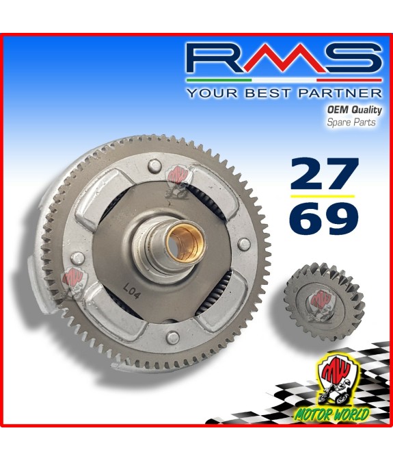 CAMPANA FRIZIONE RMS 27 69 DENTI DRITTI VESPA 50 SPECIAL R L N PK S XL 130 CC