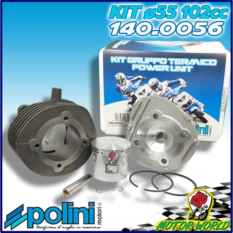 CILINDRO POLINI 102 CC DM 55 140.0056 PIAGGIO APE 50 TM RST FL MIX TESTA RACING