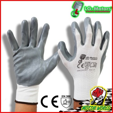 GUANTI DA LAVORO SPALMATI IN NITRILE COTONE PAIA MISURA 9 10