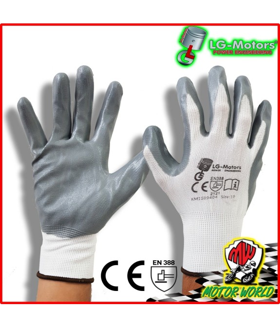 GUANTI DA LAVORO SPALMATI IN NITRILE COTONE PAIA MISURA 9 10