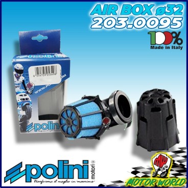 203.0095 FILTRO ARIA FUNGO BLUE AIR BOX POLINI INCLINATO 90° ATTACCO ø37