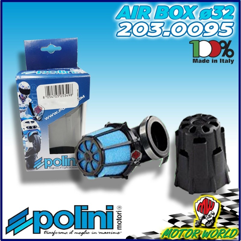 203.0095 FILTRO ARIA FUNGO BLUE AIR BOX POLINI INCLINATO 90° ATTACCO ø37