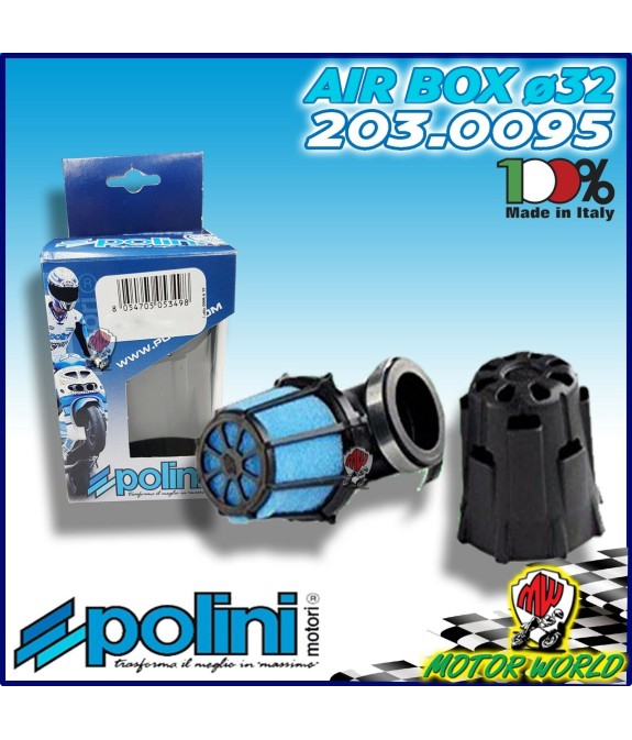 203.0095 FILTRO ARIA FUNGO BLUE AIR BOX POLINI INCLINATO 90° ATTACCO ø37