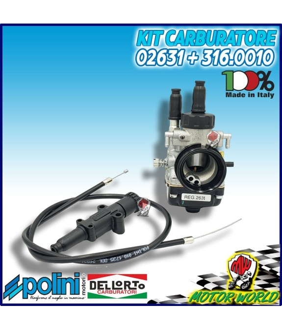 KIT CARBURATORE DELL'ORTO PHBG 19 DS + COMANDO ARIA POLINI APRILIA SR 50 FACTORY
