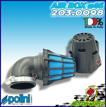 203.0098 FILTRO ARIA FUNGO BLUE AIR BOX POLINI INCL. 90° CARBURATORI CP 24 26 28