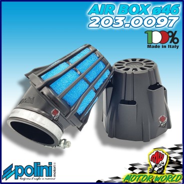 203.0097 FILTRO ARIA FUNGO BLUE AIR BOX POLINI INCLINATO 30° CARBURATORI CP ø46