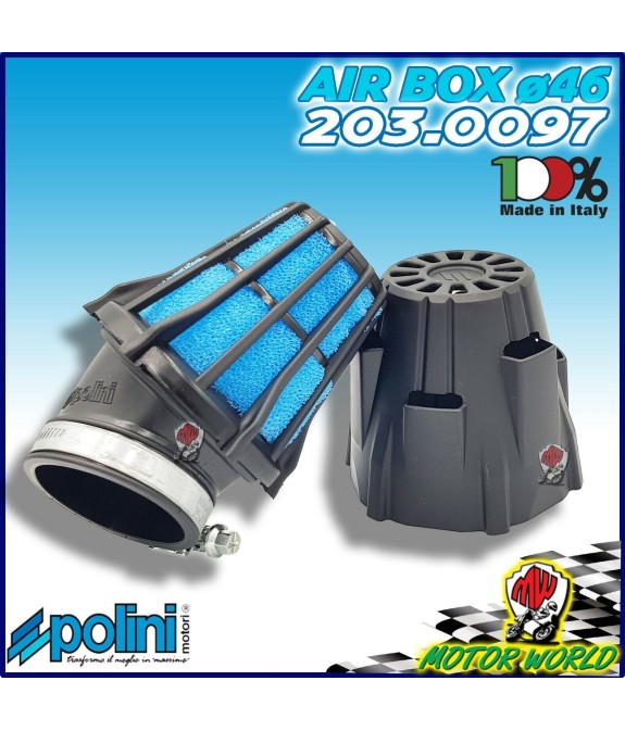 203.0097 FILTRO ARIA FUNGO BLUE AIR BOX POLINI INCLINATO 30° CARBURATORI CP ø46